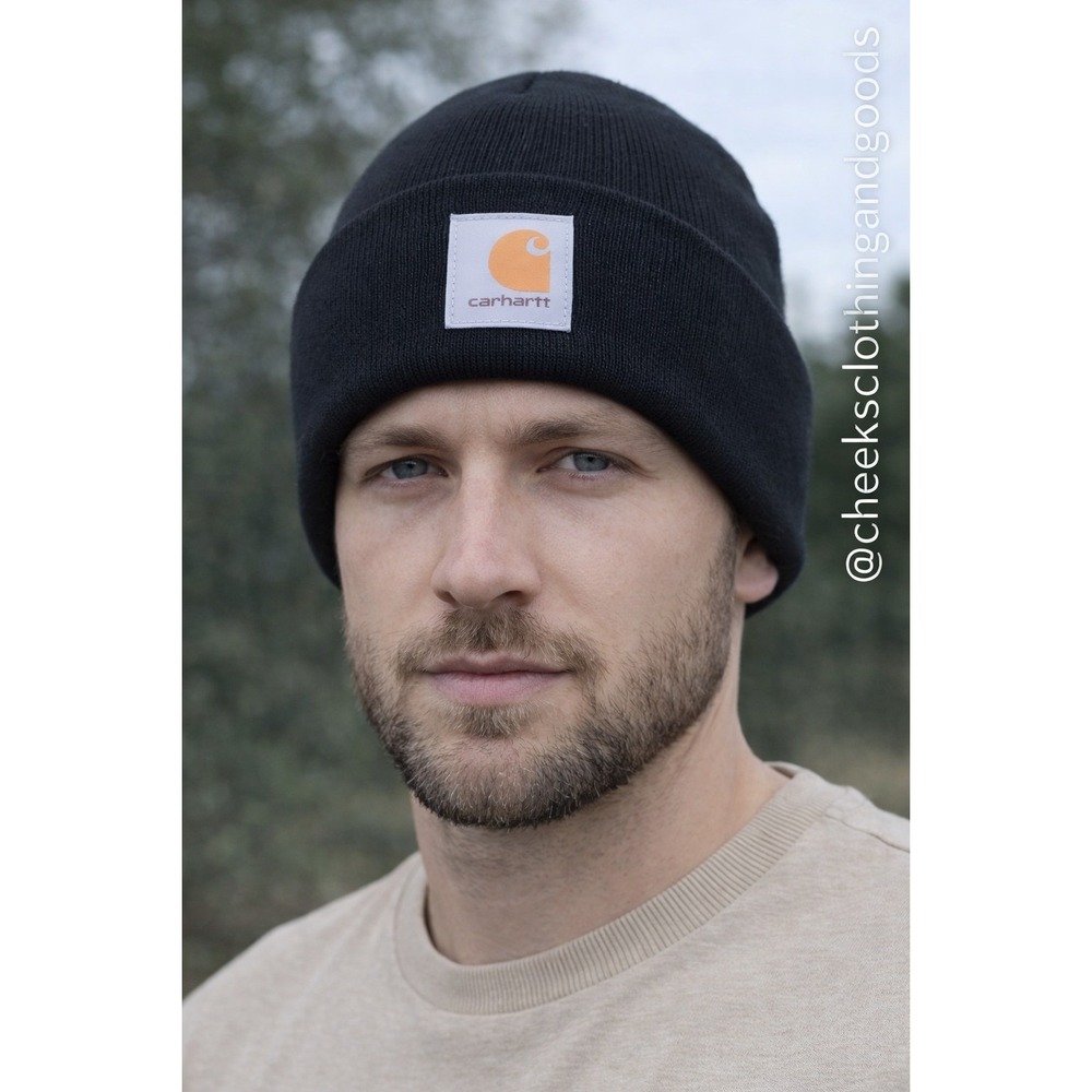 NWT Carhartt Men Black A18 Acrylic Watch Hat Beanie Rib Knit Cuffed Work Cap